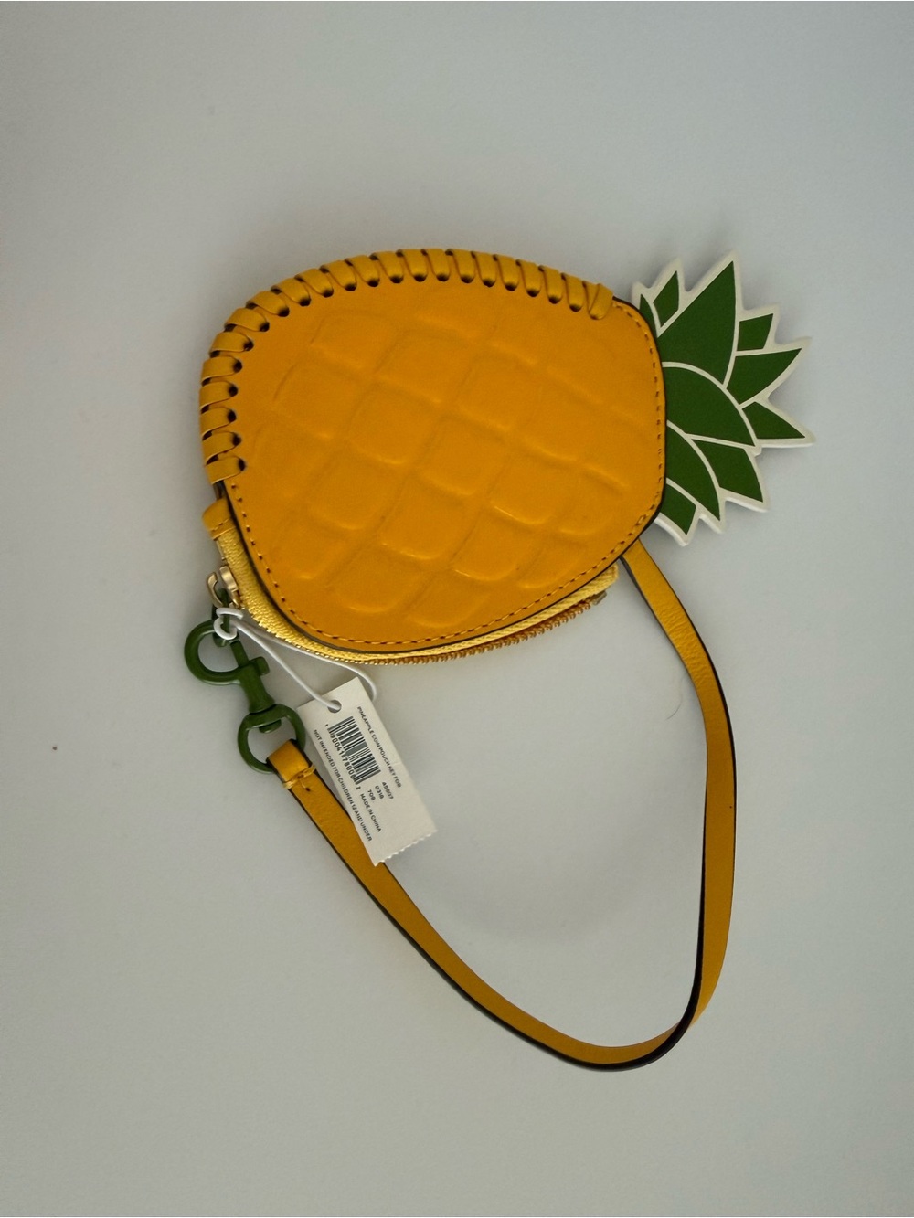 Tory Burch Yellow Pineapple Wristlet with Green Leaf Accent - Picture 2 of 4